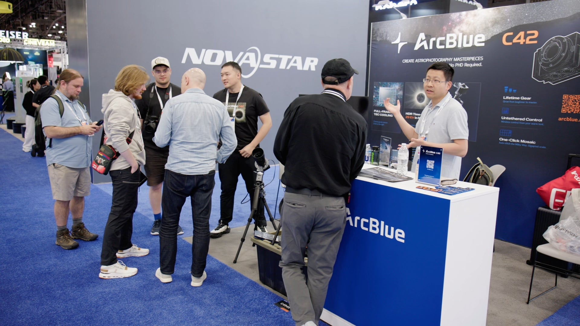 ArcBlue booth conversation with visitors at NAB Show 2026